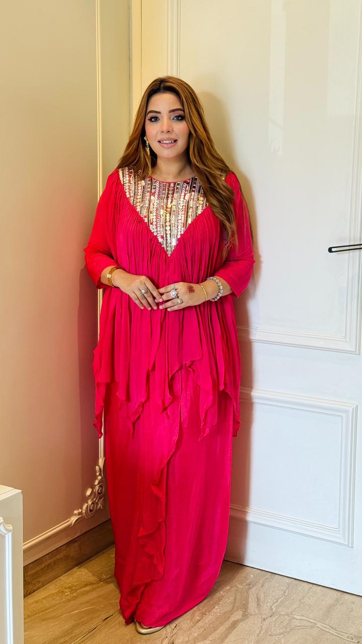 Elira Dhoti Dress- Yellow, Green, Pink